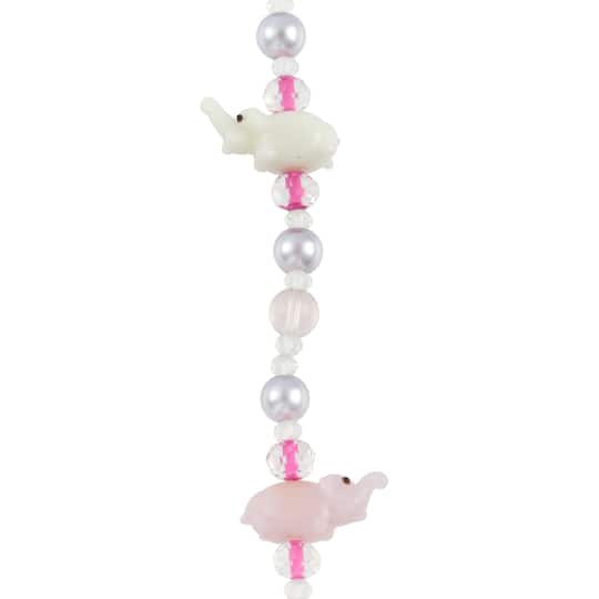Pink &#x26; White Elephant Lampwork Glass Bead Mix by Bead Landing&#x2122;